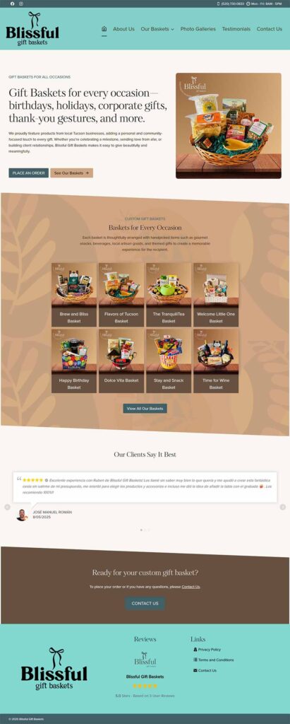 Blissful Gift Baskets website Blissful Gift Baskets website